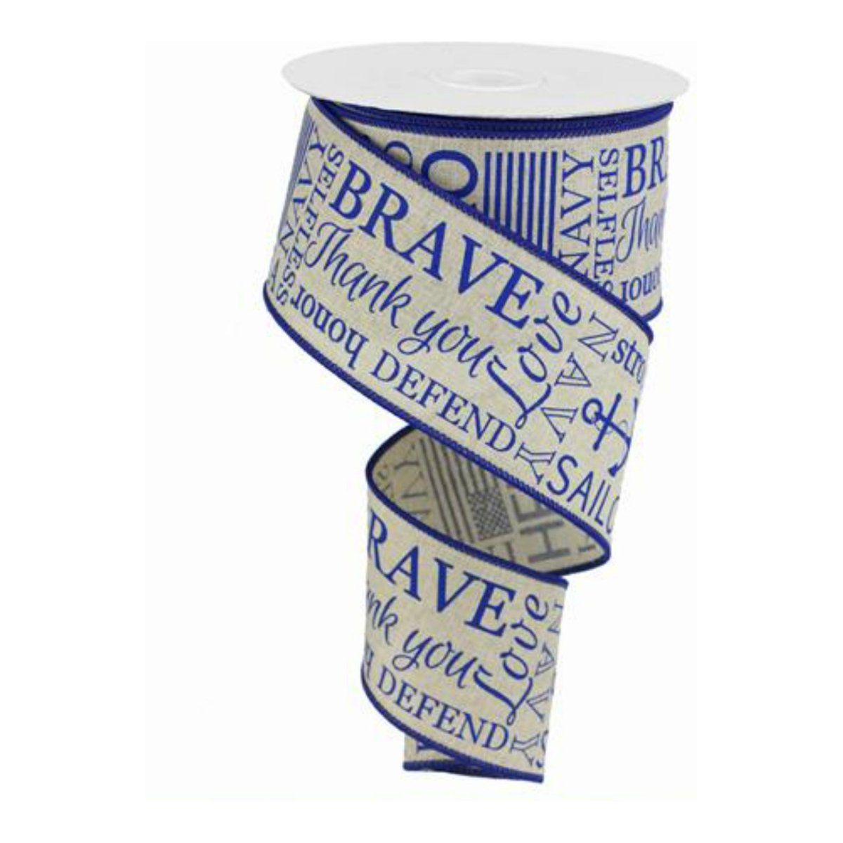 Shop For 2.5" United States Navy Ribbon: Natural & Blue (10 Yards)