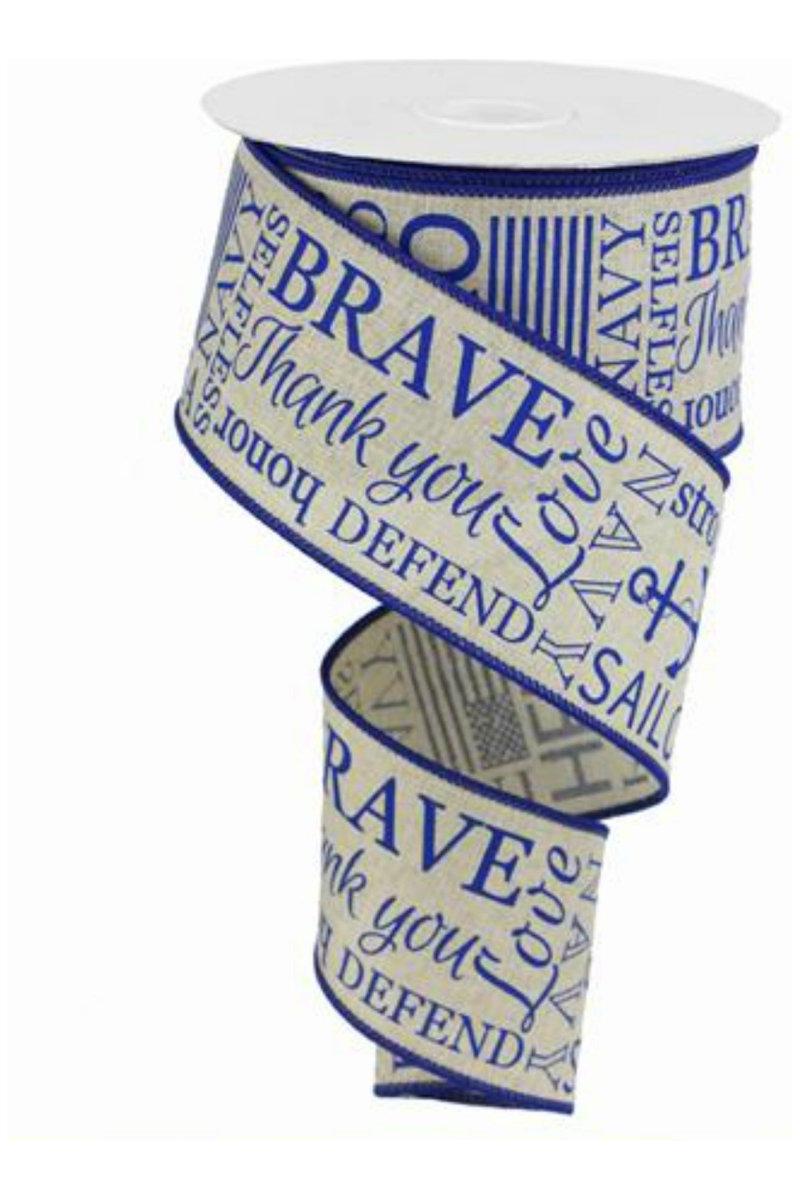 Shop For 2.5" United States Navy Ribbon: Natural & Blue (10 Yards)