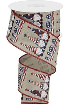 Shop For 2.5" USA Patriotic Gnome Ribbon: Natural (10 Yards)