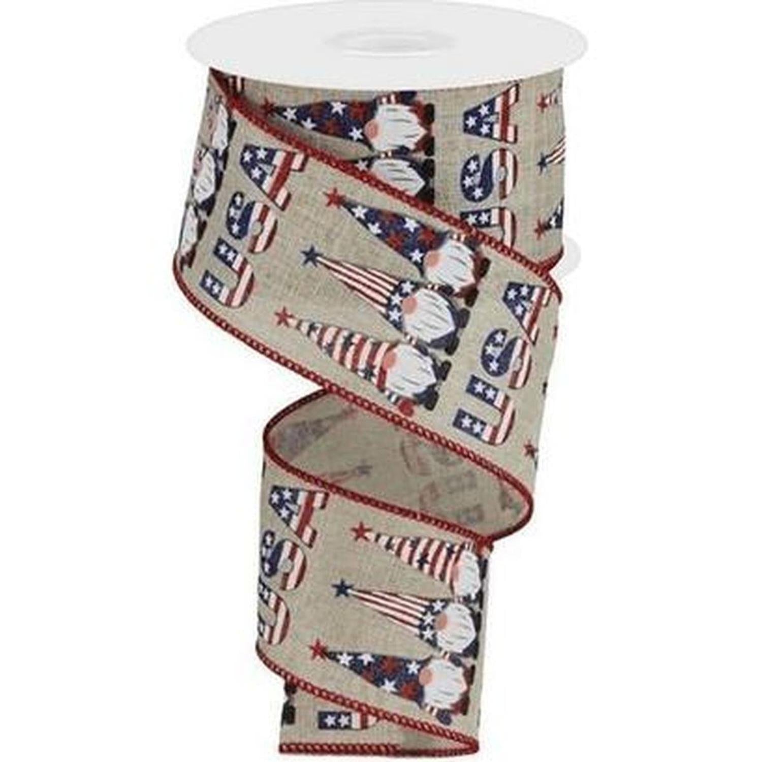 Shop For 2.5" USA Patriotic Gnome Ribbon: Natural (10 Yards)