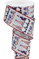 Shop For 2.5" USA Patriotic Gnome Ribbon: White (10 Yards)