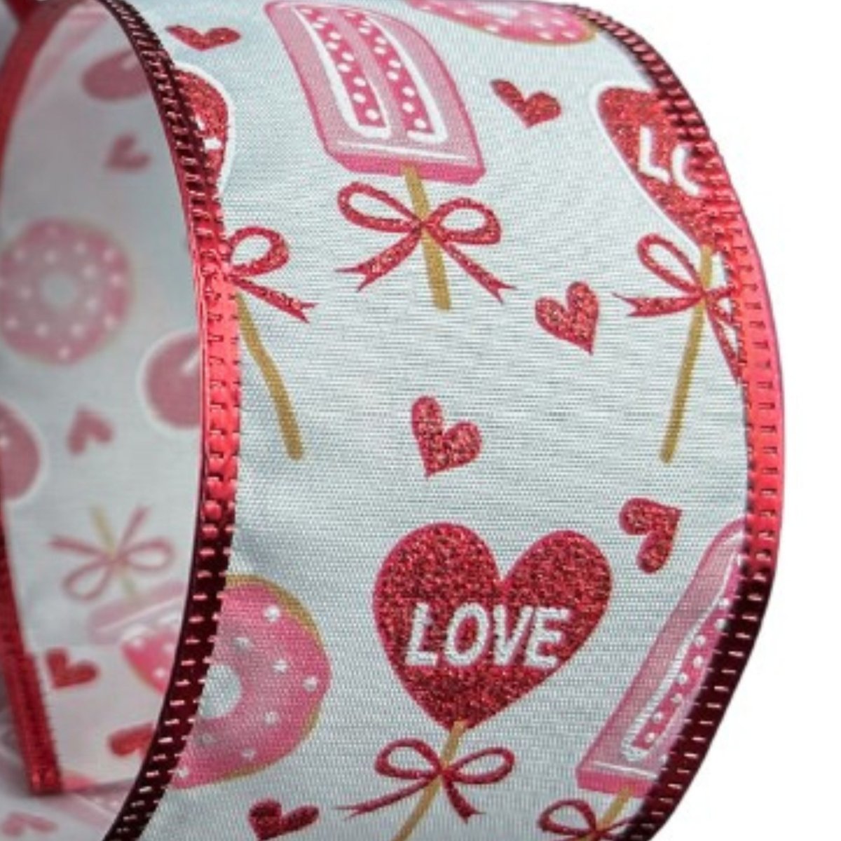 Shop For 2.5" Valentine Candy and Donuts Ribbon: White (10 Yards)