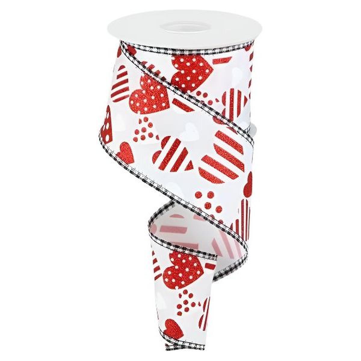 Shop For 2.5" Valentine Hearts Gingham Ribbon: White (10 Yard)