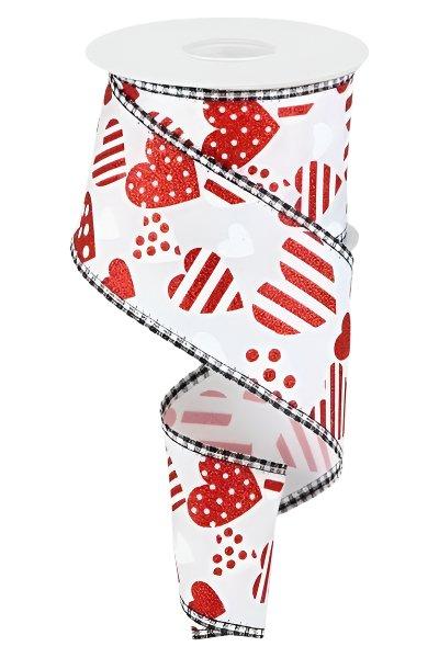 Shop For 2.5" Valentine Hearts Gingham Ribbon: White (10 Yard)