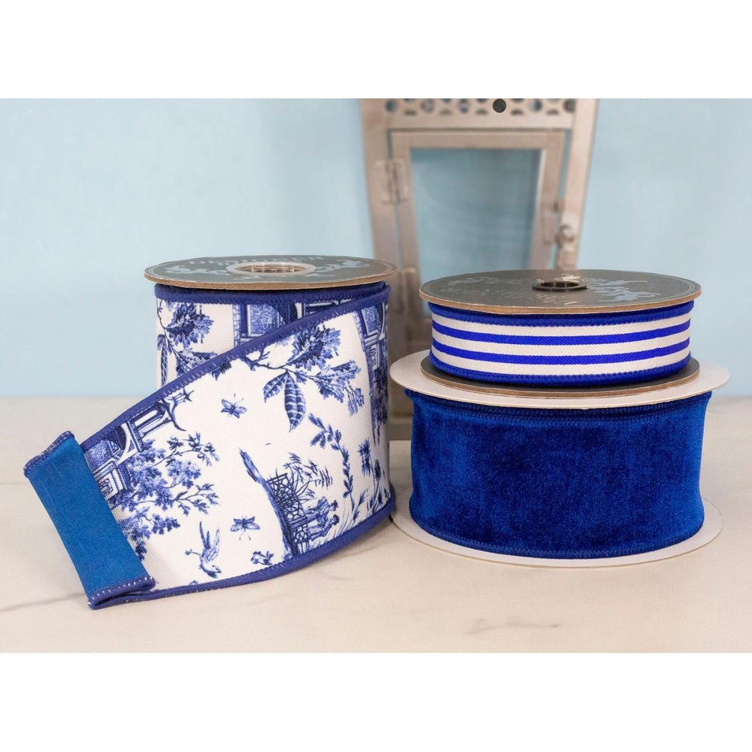 2.5" Velvet Plush Dupioni Ribbon: Royal Blue (10 Yards)