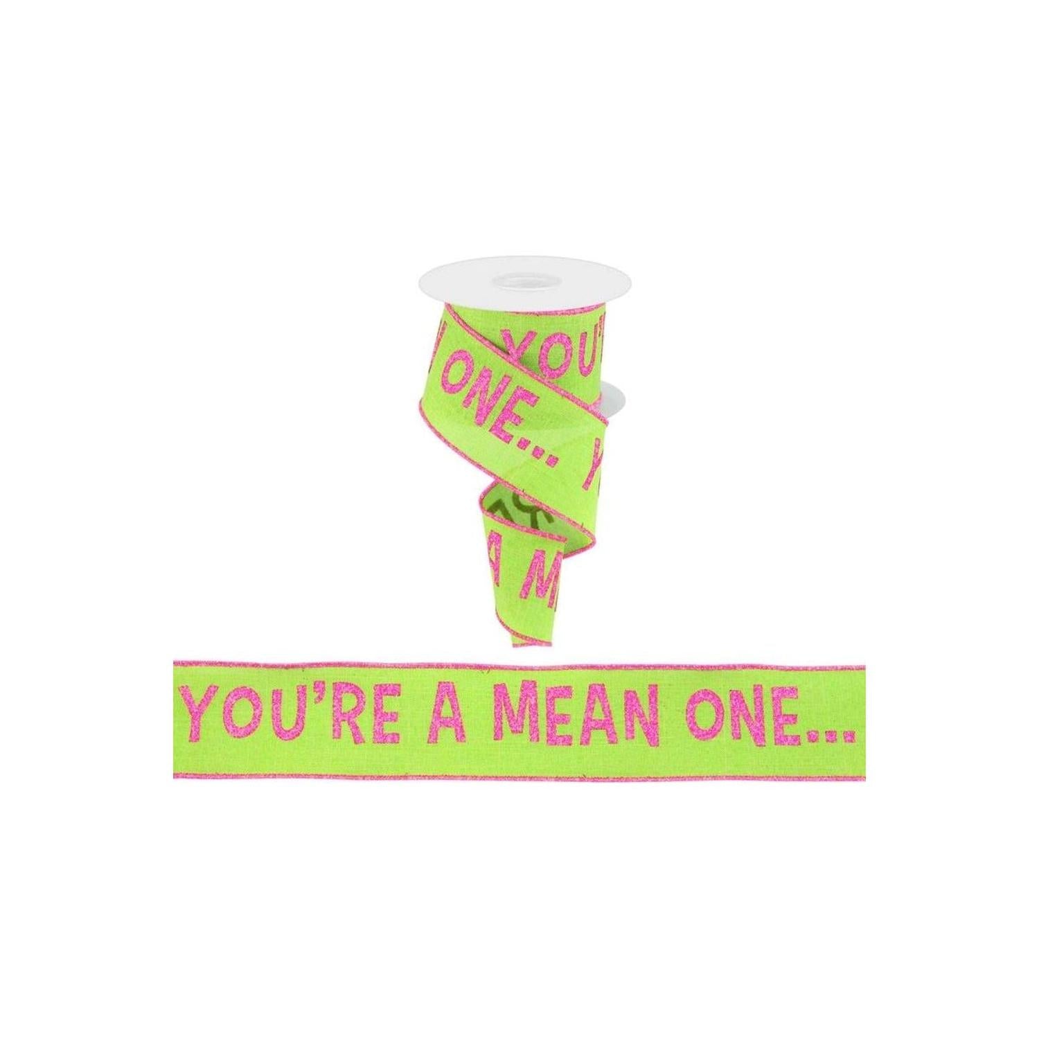 2.5" Velvet You're A Mean One Ribbon: Pink/Green (10 Yards)