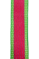 Shop For 2.5" Vertical Stripe Polka Dot Edge Ribbon: Green, Red, Pink RGF156609