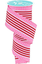 Shop For 2.5" Vertical Stripe Polka Dot Edge Ribbon: Red/Pink (10 Yards)