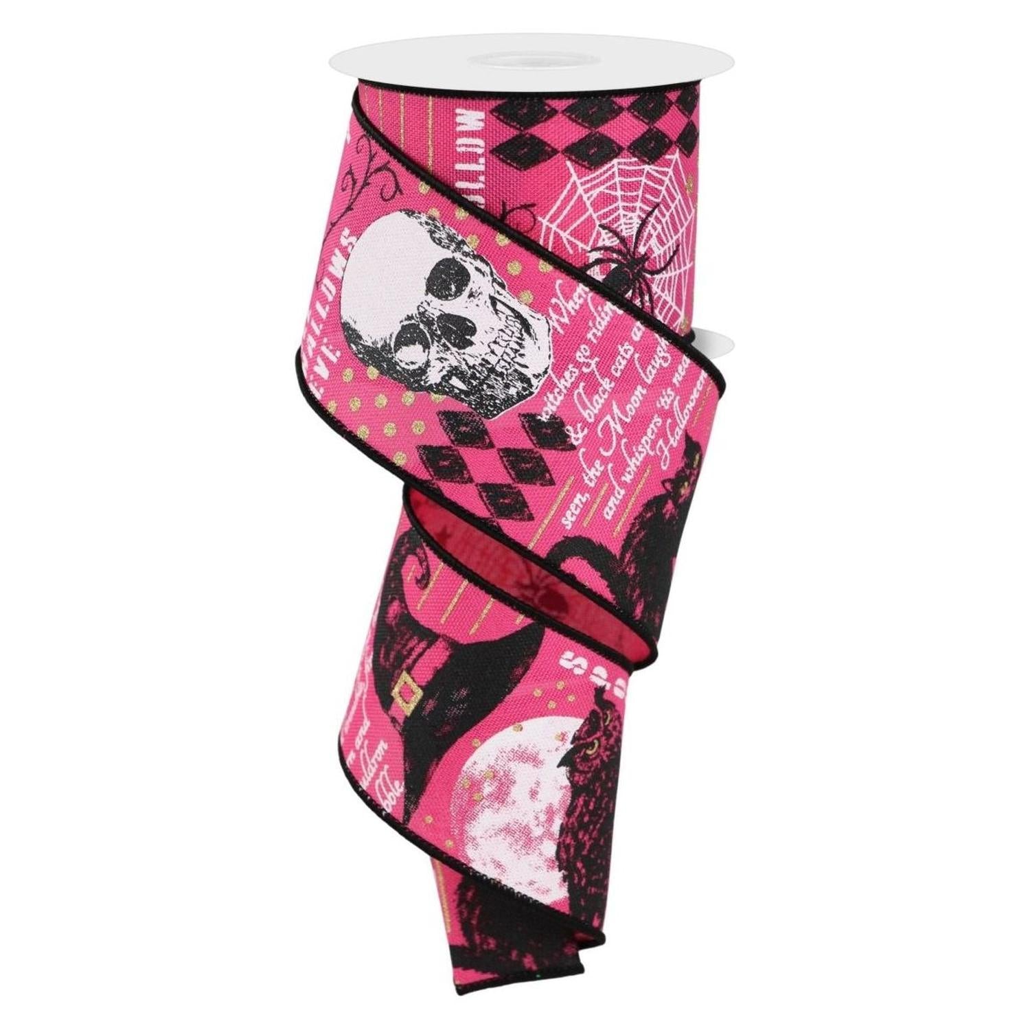 2.5" Vintage Halloween Ribbon: Pink (10 Yards)