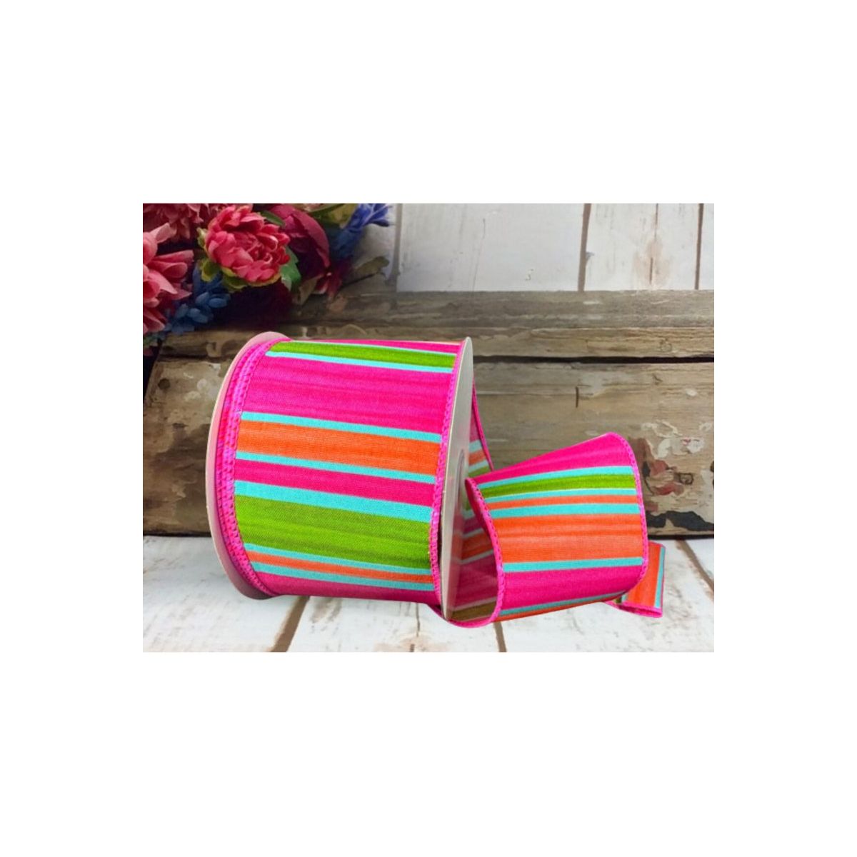 Shop For 2.5" Watercolor Horizontal Stripe Ribbon: Fuchsia (10 Yards)