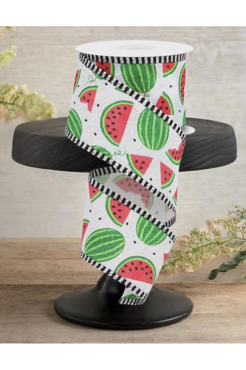 Shop For 2.5" Watermelon Slices Thin Stripe Ribbon: White (10 Yards)