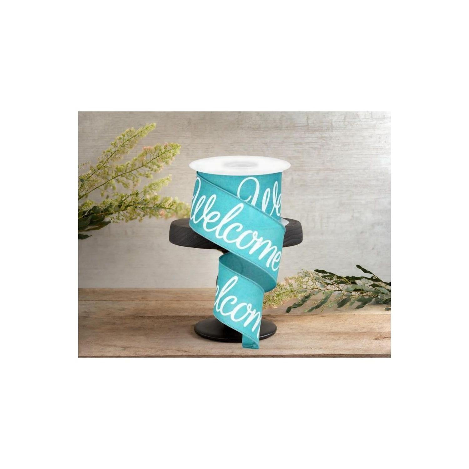 2.5" Welcome Royal Ribbon: Light Teal (10 Yards)