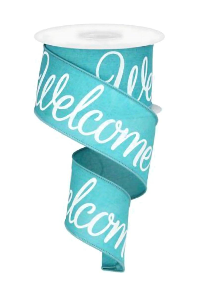 Shop For 2.5" Welcome Royal Ribbon: Light Teal (10 Yards)