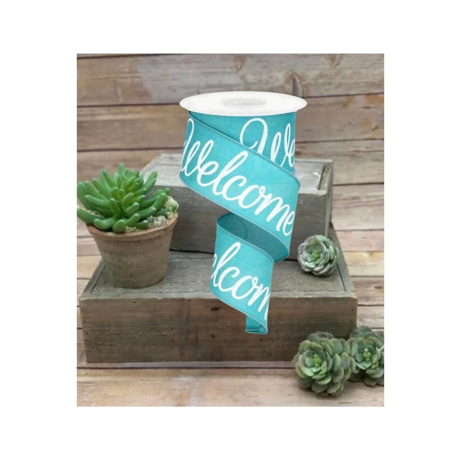 2.5" Welcome Royal Ribbon: Light Teal (10 Yards)