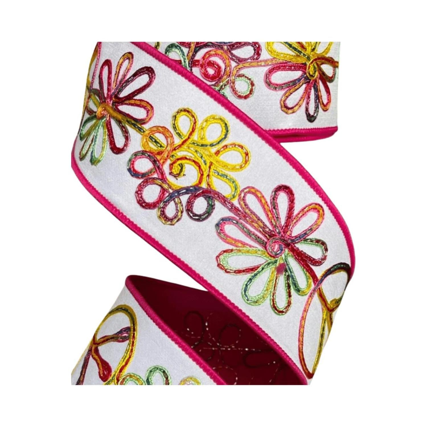 2.5" Whimsy Hippie Ribbon: Hot Pink (10 Yards)