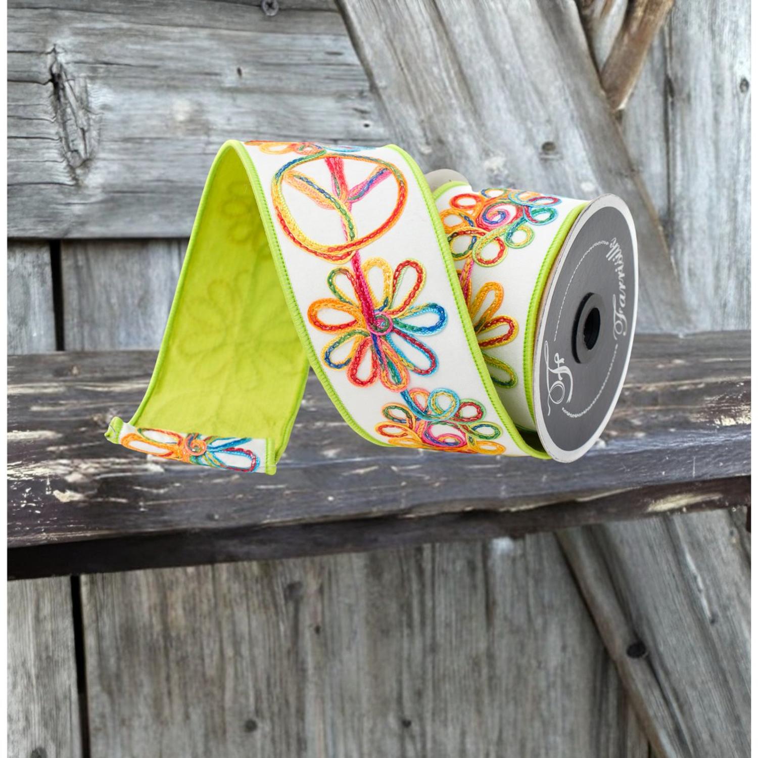 2.5" Whimsy Hippie Ribbon: Lime Green (10 Yards)