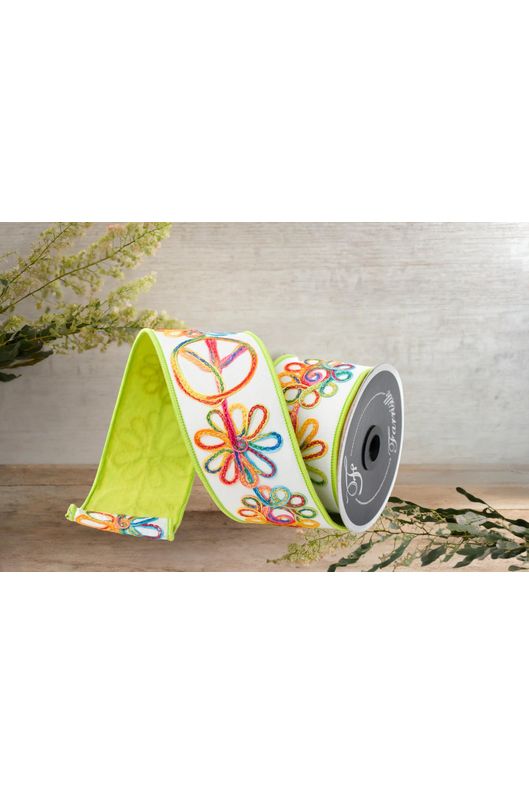 Shop For 2.5" Whimsy Hippie Ribbon: Lime Green (10 Yards) at Michelle's aDOORable Creations