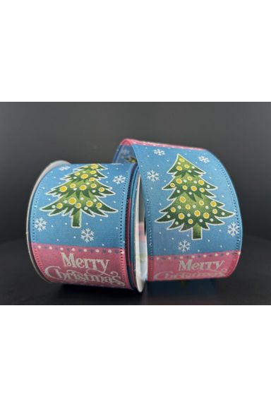 Shop For 2.5" Whimsy Merry Christmas Ribbon: Pink & Blue (10 Yards) at Michelle's aDOORable Creations