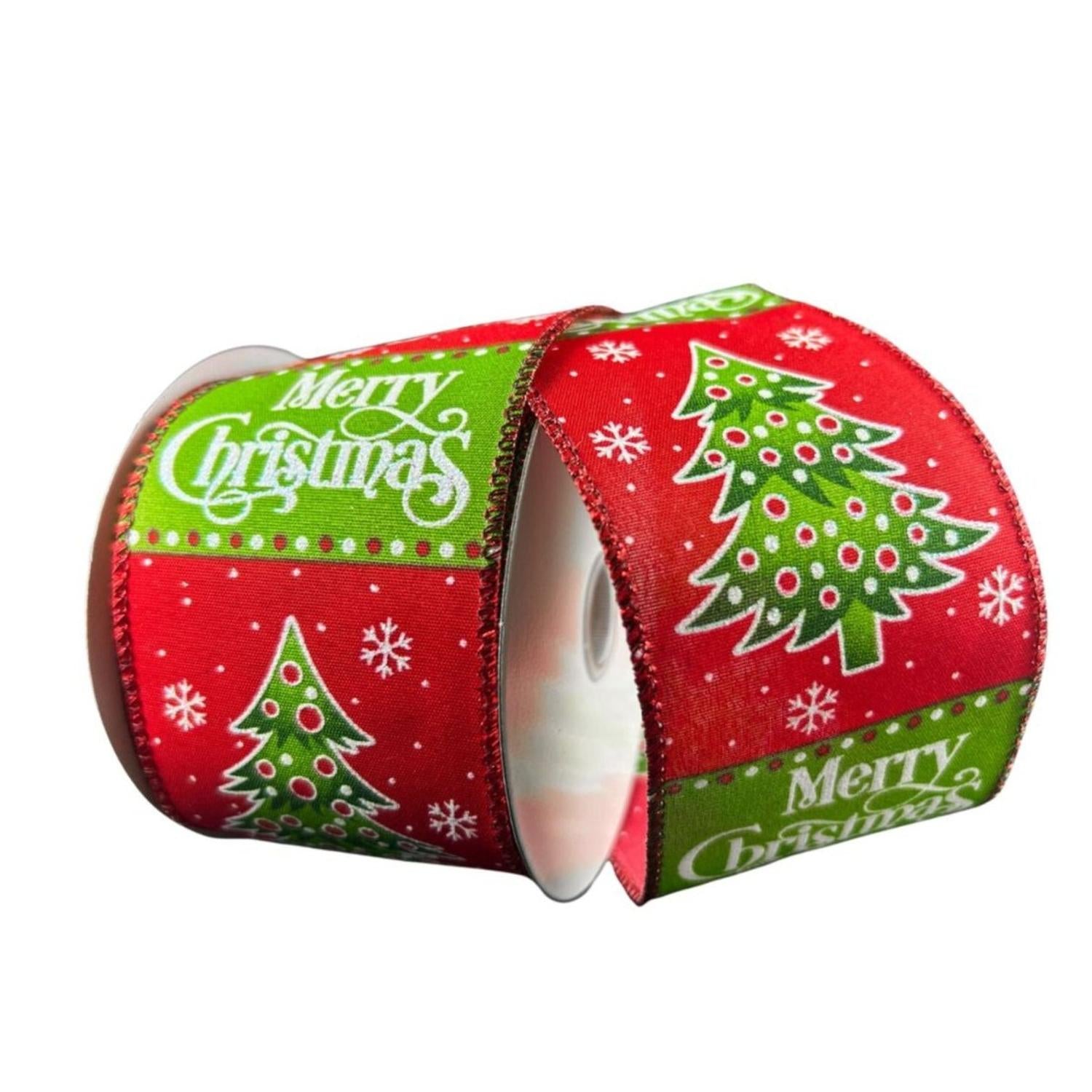 2.5" Whimsy Merry Christmas Ribbon: Red (10 Yards)