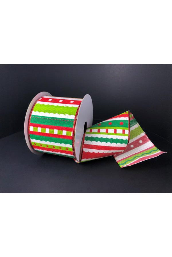 Shop For 2.5" Whimsy Stripe Ribbon: Lime, Red, White (10 Yards) 71004 - 40 - 01