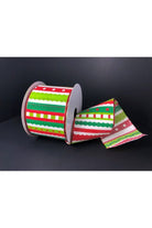 Shop For 2.5" Whimsy Stripe Ribbon: Lime, Red, White (10 Yards) at Michelle's aDOORable Creations