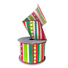 Shop For 2.5" Whimsy Stripe Ribbon: Lime, Red, White (10 Yards)