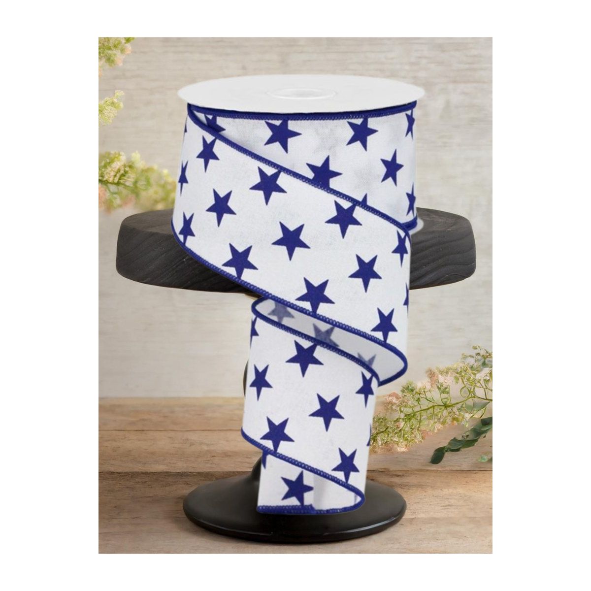 Shop For 2.5" White Royal Canvas Ribbon: Blue Stars (10 Yards)