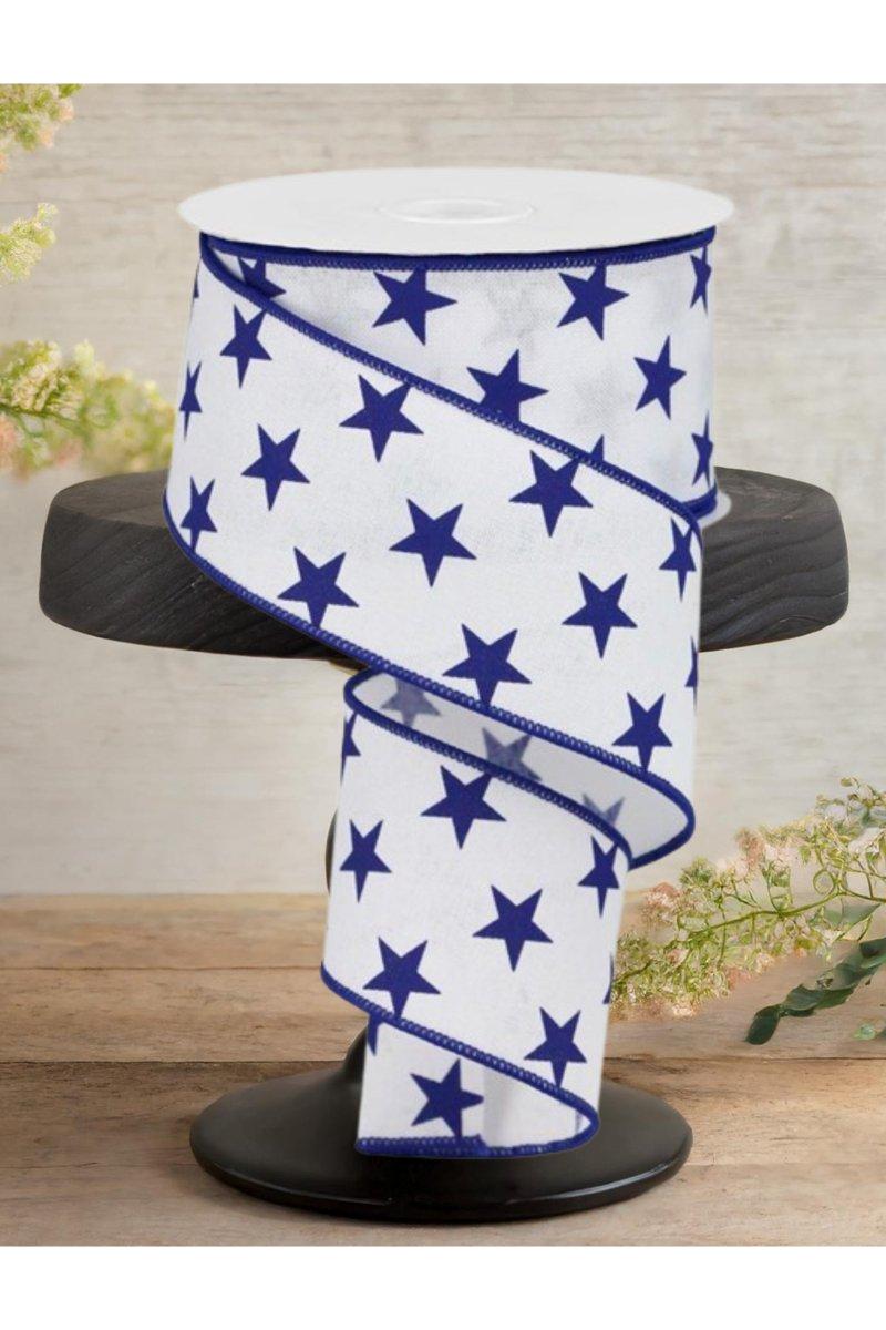 Shop For 2.5" White Royal Canvas Ribbon: Blue Stars (10 Yards)