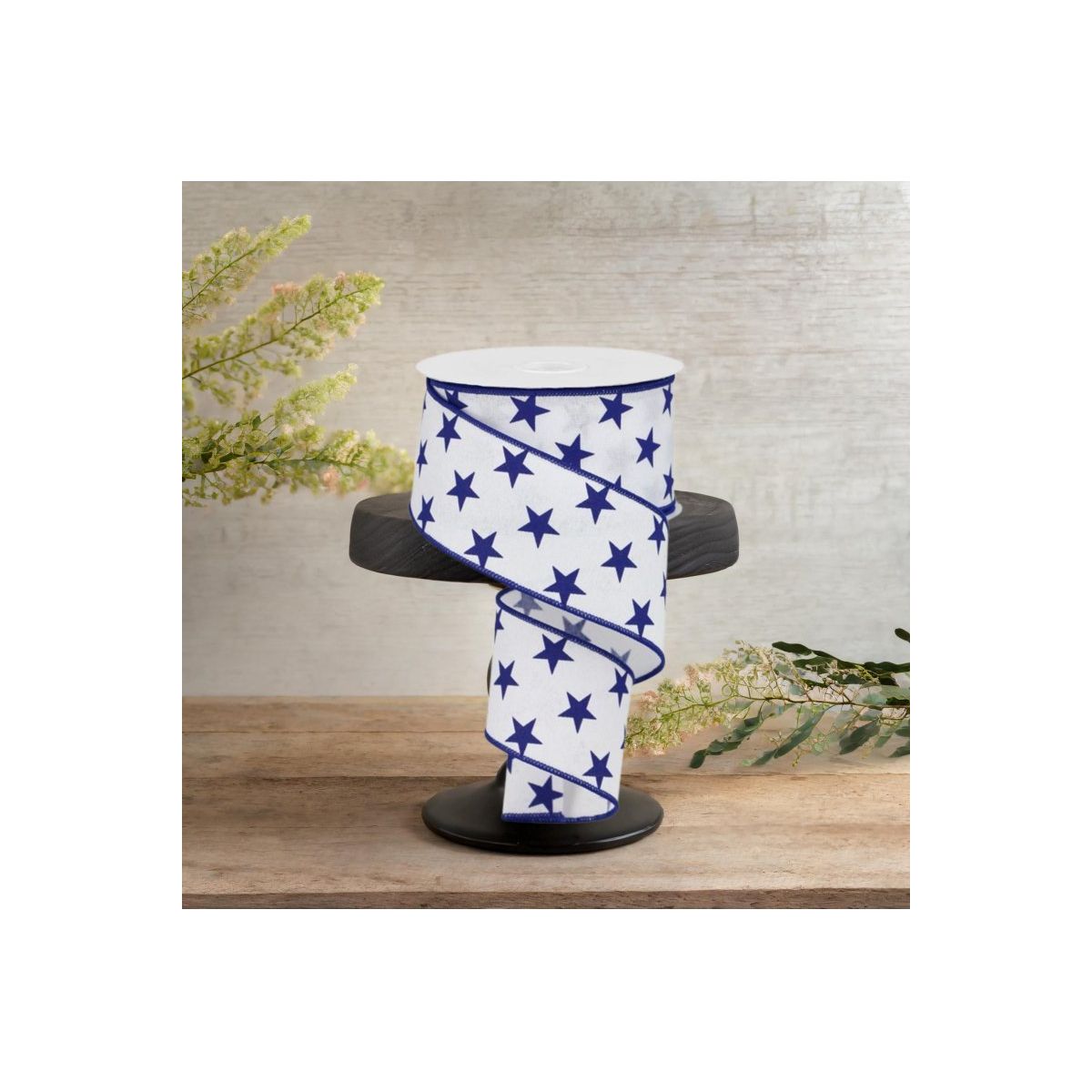 Shop For 2.5" White Royal Canvas Ribbon: Blue Stars (10 Yards)