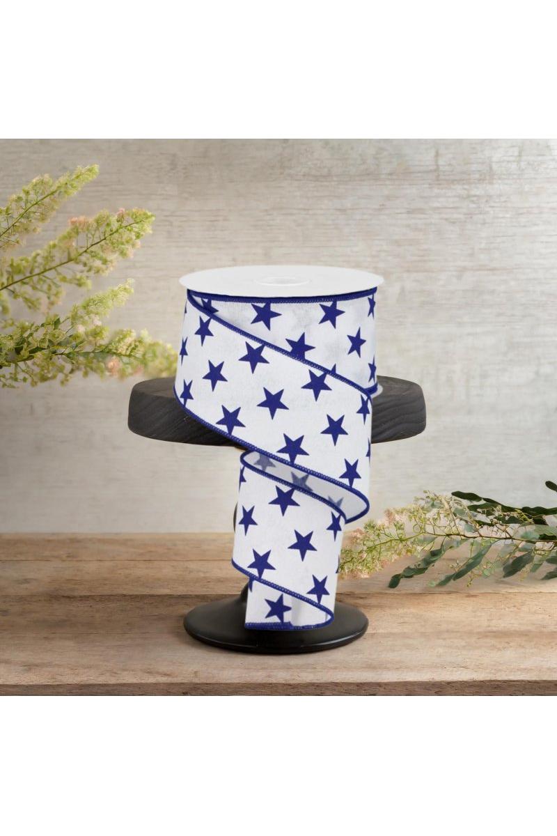 Shop For 2.5" White Royal Canvas Ribbon: Blue Stars (10 Yards)