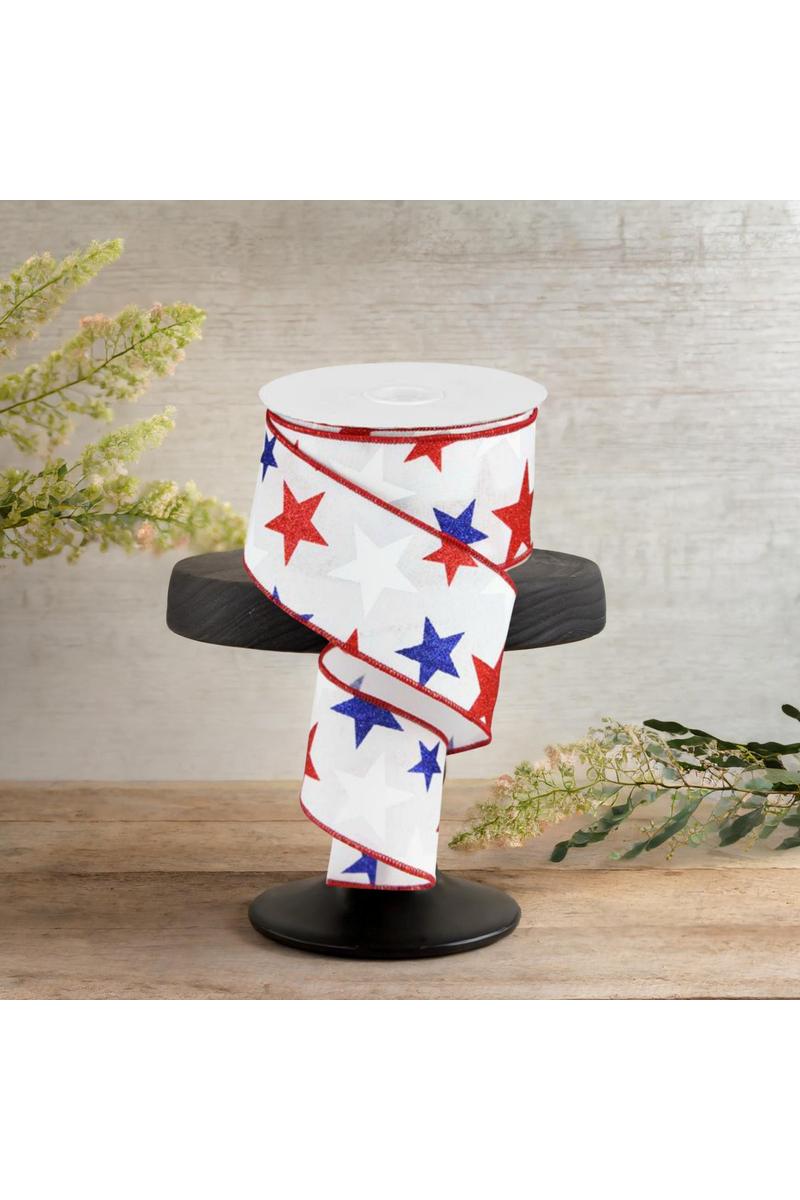 Shop For 2.5" White Royal Canvas Ribbon: Patriotic Stars (10 Yards)