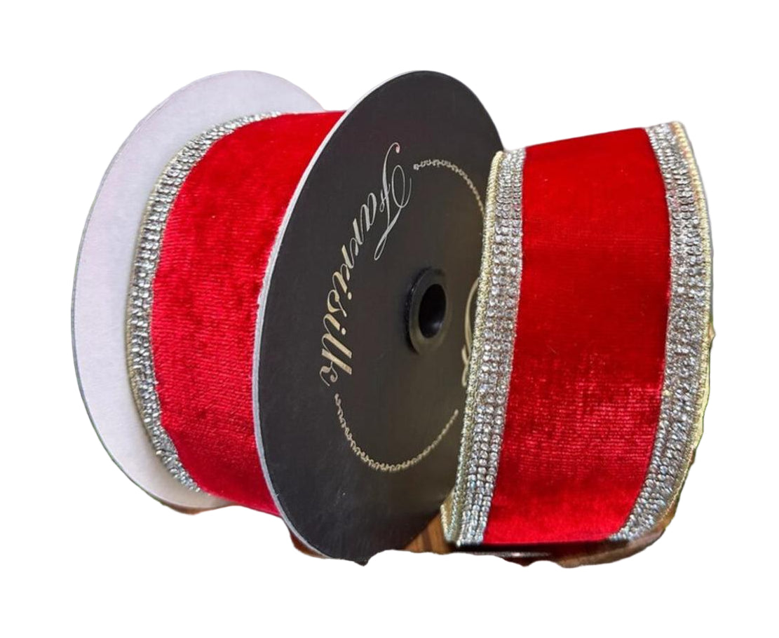 Shop For 2.5" Winter Diamonds Ribbon: Red (5 Yards) at Michelle's aDOORable Creations