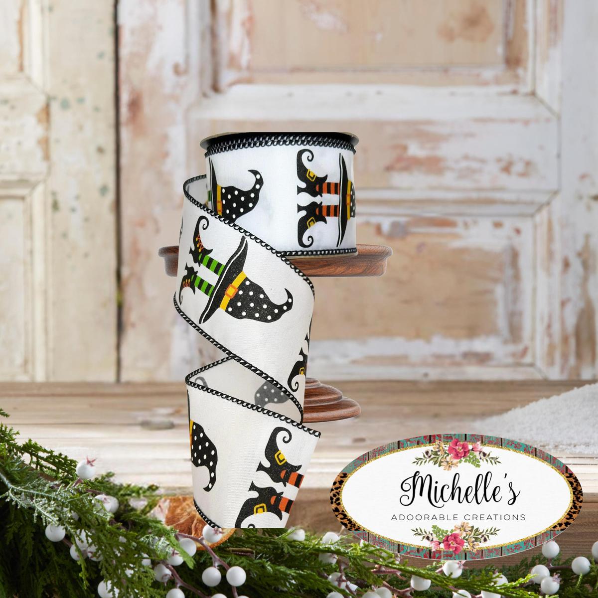 Shop For 2.5" Witch Hat and Boots Ribbon: White (10 Yards)