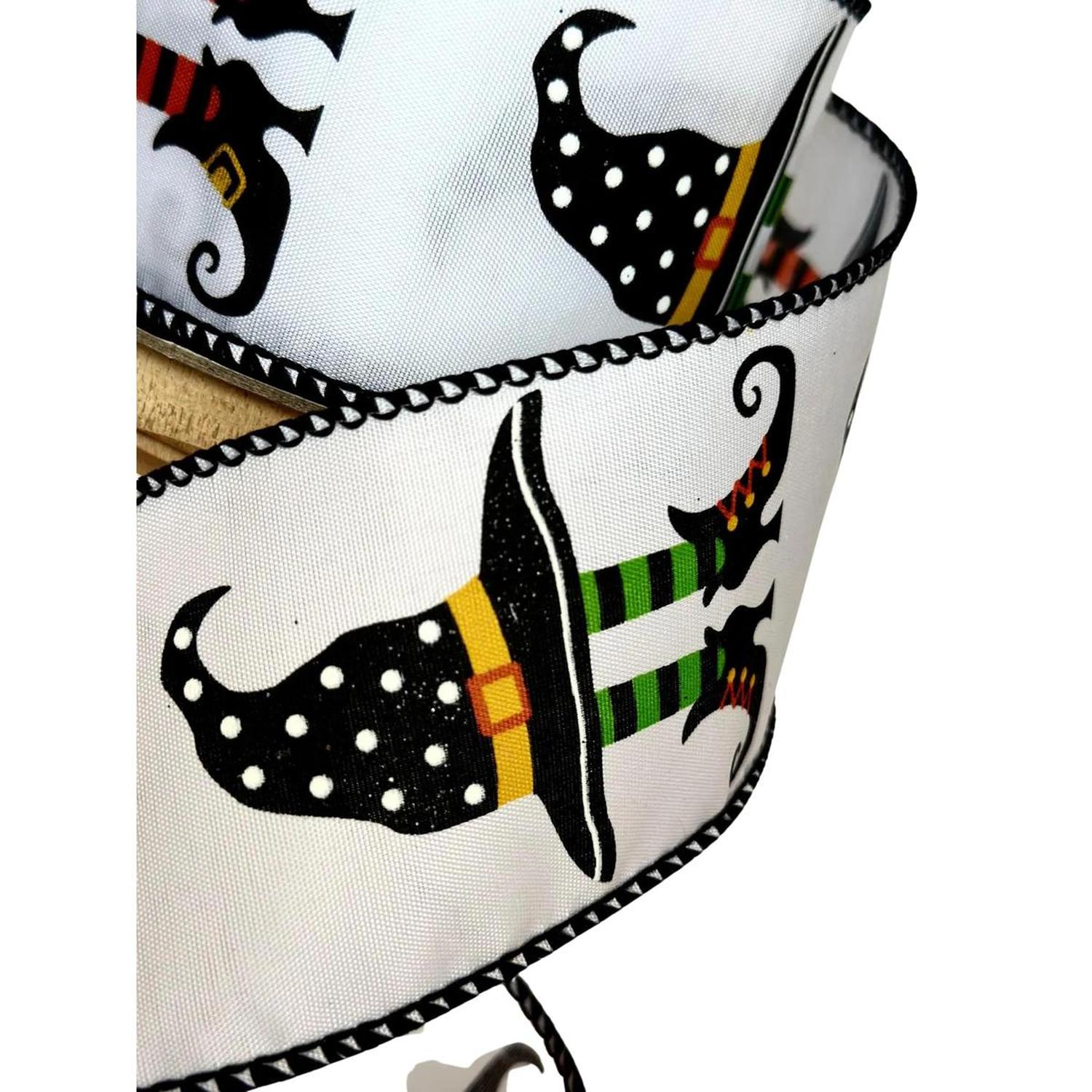 2.5" Witch Hat and Boots Ribbon: White (10 Yards)
