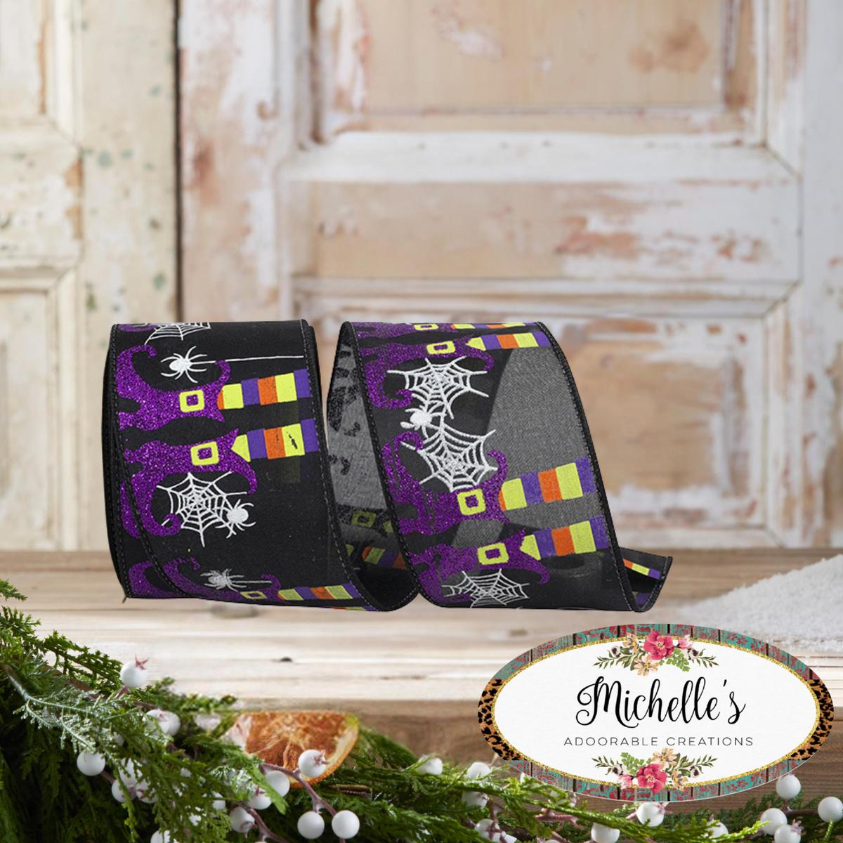 Shop For 2.5" Witch Leg and Spider Web Ribbon: Black (10 Yards)