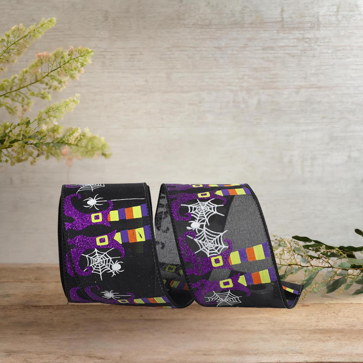 Shop For 2.5" Witch Leg and Spider Web Ribbon: Black (10 Yards)