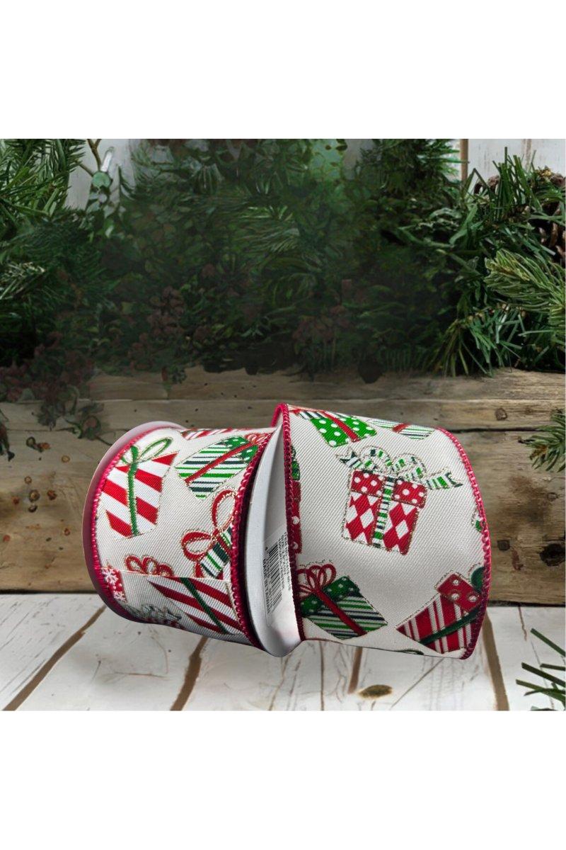 Shop For 2.5" Wrapped Gifts Ribbon: Red, Green, and White (10 Yards)