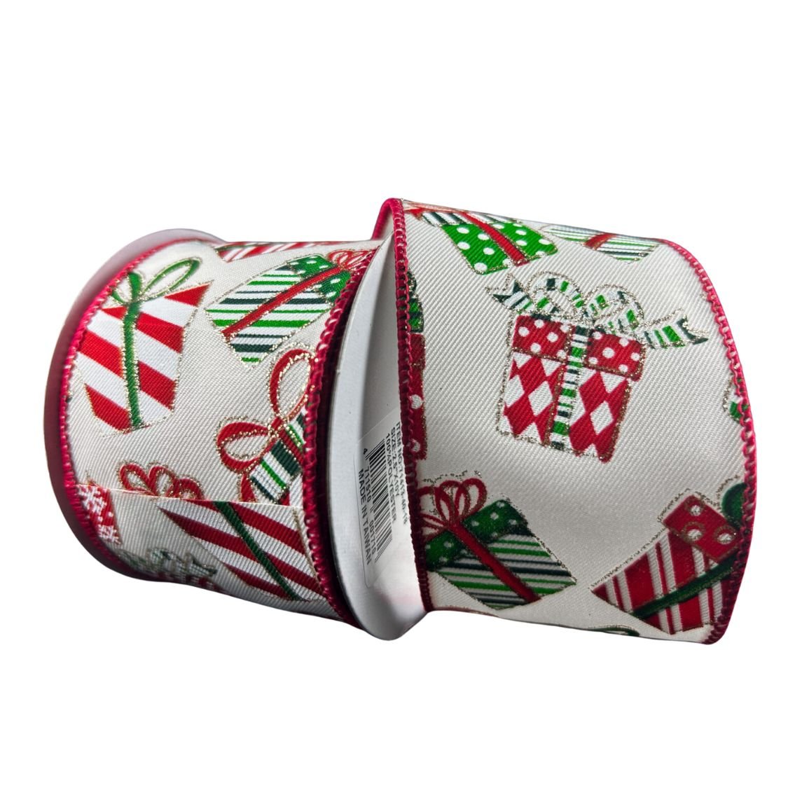 Shop For 2.5" Wrapped Gifts Ribbon: Red, Green, and White (10 Yards) at Michelle's aDOORable Creations