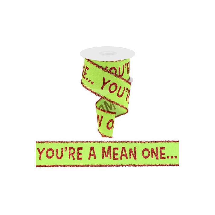 Shop For 2.5" Your A Mean One Royal Tinsel Ribbon: Lime Green (10 Yards)