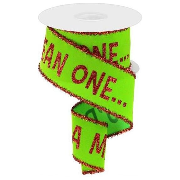Shop For 2.5" Your A Mean One Tinsel Ribbon: Lime Green (10 Yards) at Michelle's aDOORable Creations