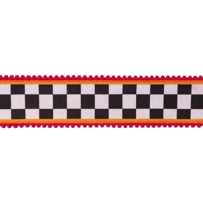 Shop For 2.5in Black and White Check Pom Pom Edging Ribbon (10 Yards)