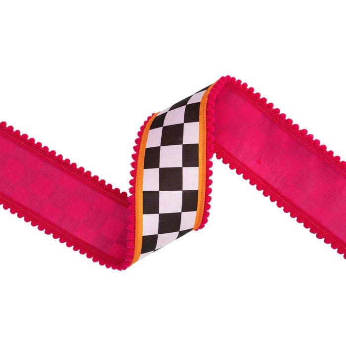 Shop For 2.5in Black and White Check Pom Pom Edging Ribbon (10 Yards)