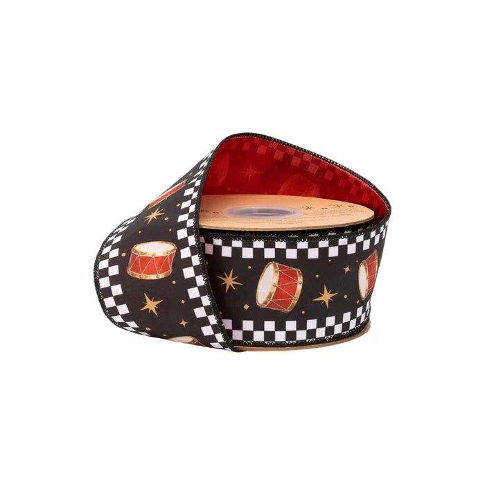 Shop For 2.5in Black White Check Edge Drum Ribbon (10 Yards)