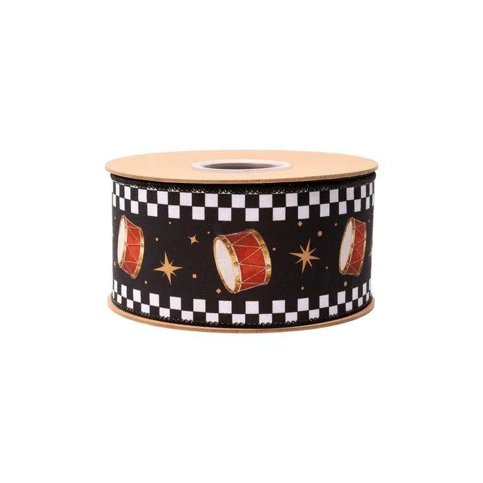 Shop For 2.5in Black White Check Edge Drum Ribbon (10 Yards)