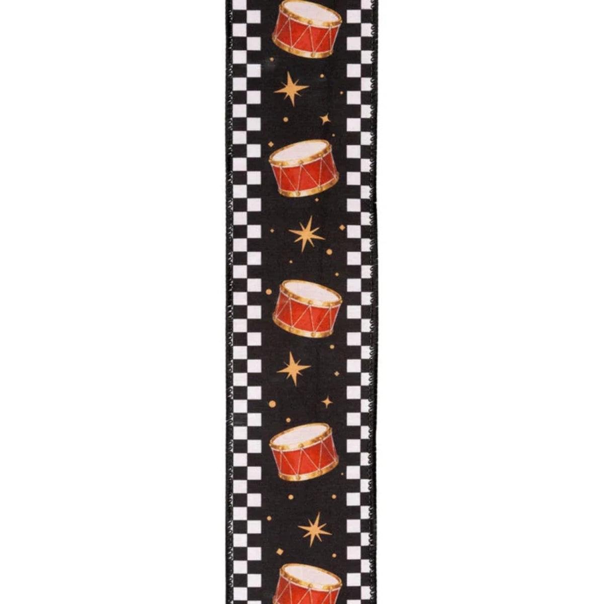 Shop For 2.5in Black White Check Edge Drum Ribbon (10 Yards)