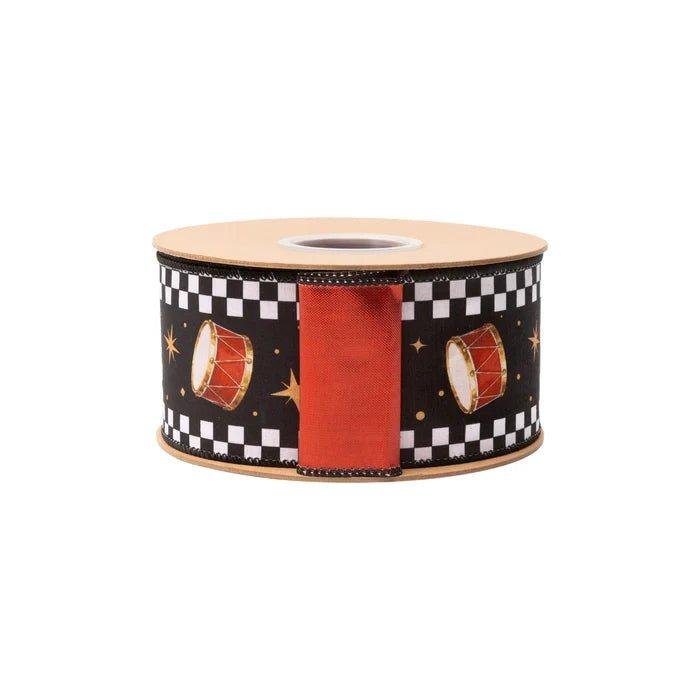 Shop For 2.5in Black White Check Edge Drum Ribbon (10 Yards)