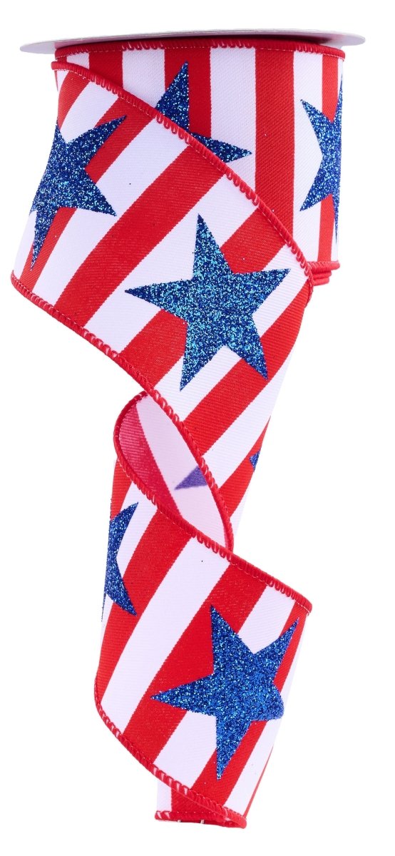 Shop For 2.5in Bold Glitter Star Striped Ribbon: Patriotic (10 Yards)
