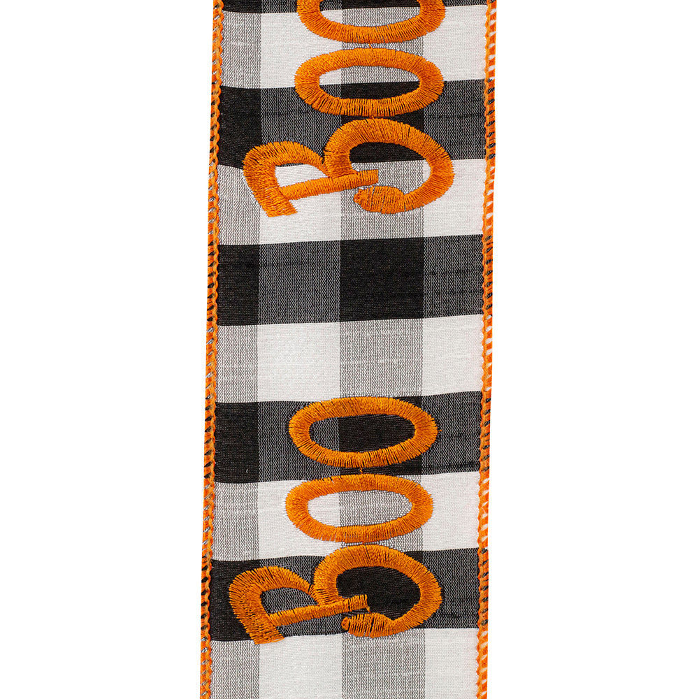 Shop For 2.5in Boo Embroidered Check Wired Ribbon (10 Yards)
