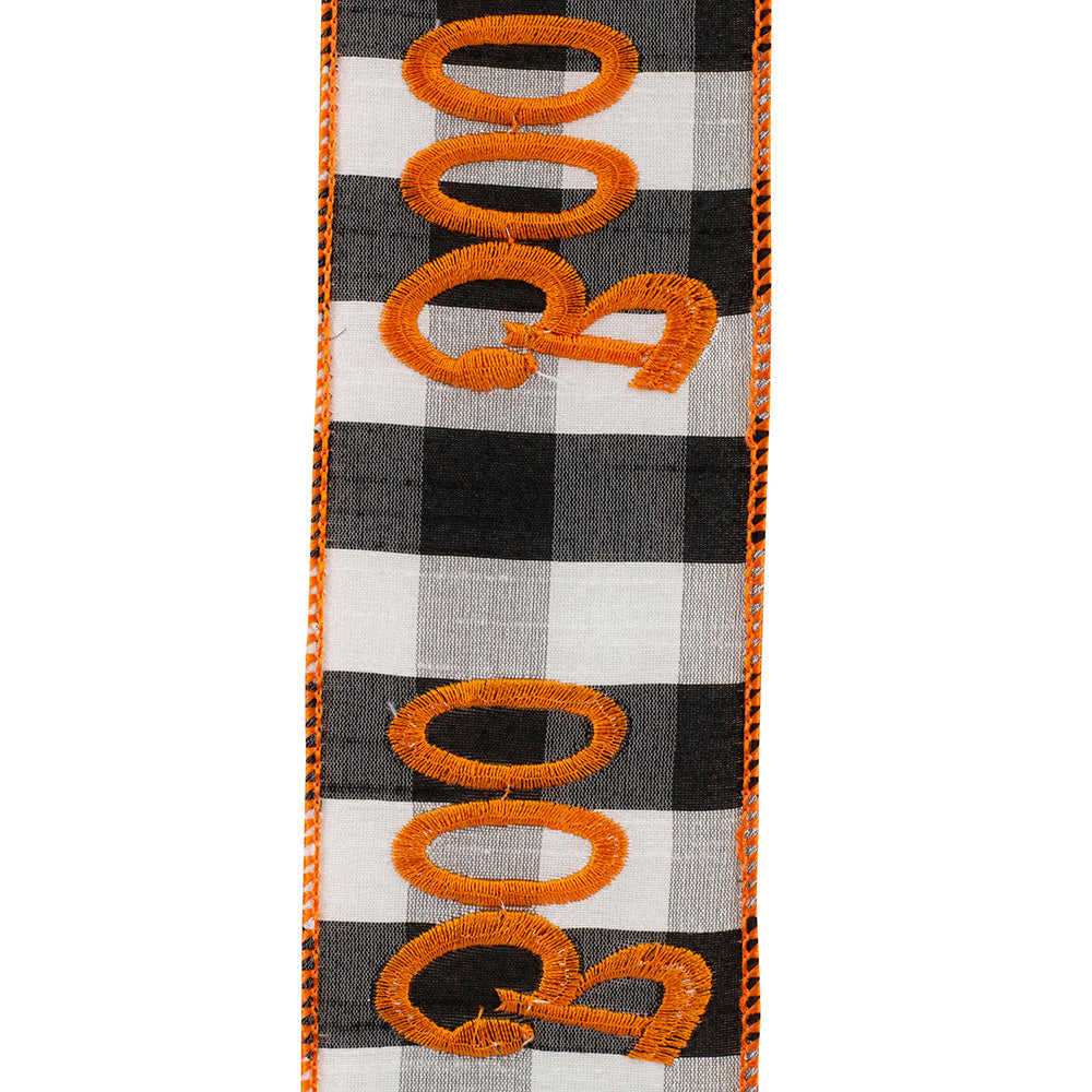 Shop For 2.5in Boo Embroidered Check Wired Ribbon (10 Yards)