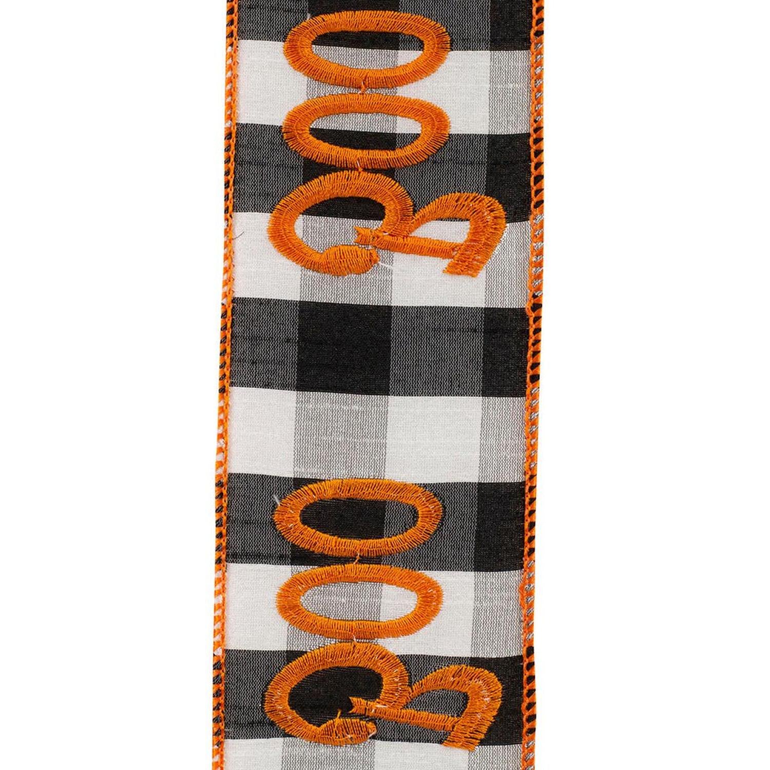 Shop For 2.5in Boo Embroidered Check Wired Ribbon (10 Yards)